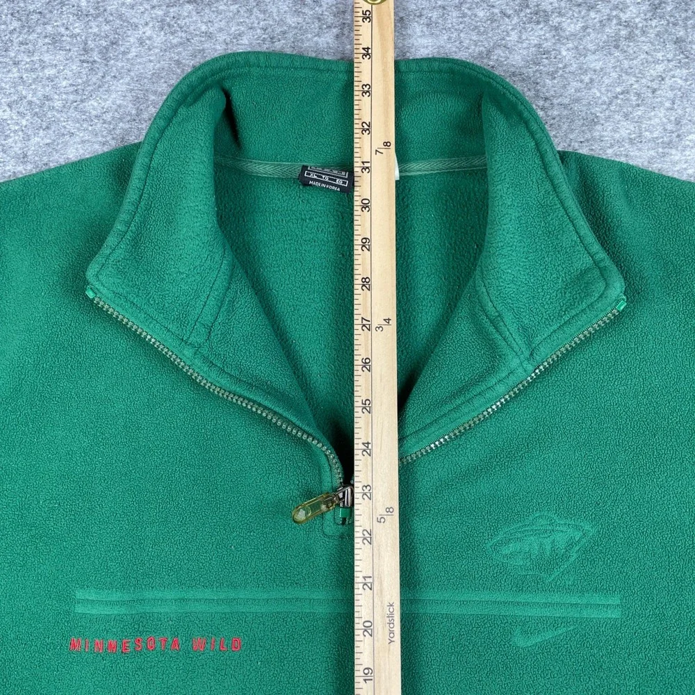 VTG Minnesota Wild Sweater Mens XL Green Nike Team Fleece Pullover 1/4 Zip NHL
